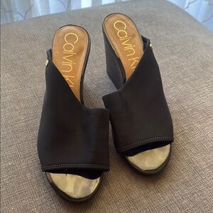 Calvin Klein Black Mules with Open Toe Design